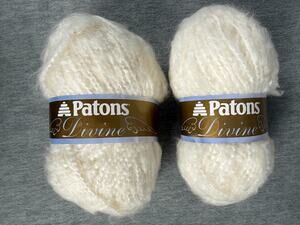 PATONS DIVINE Icicle White 06006 Lot Of 2 Acrylic Mohair Wool Blend Yarn